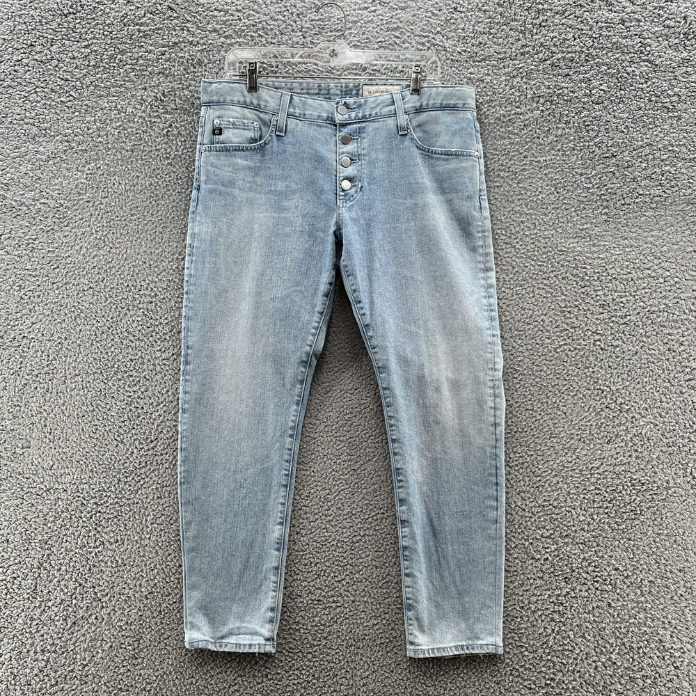 AG X Anthropologie Jeans Women 32 Light Blue Nolan Relaxed Slim Ankle Button Fly
